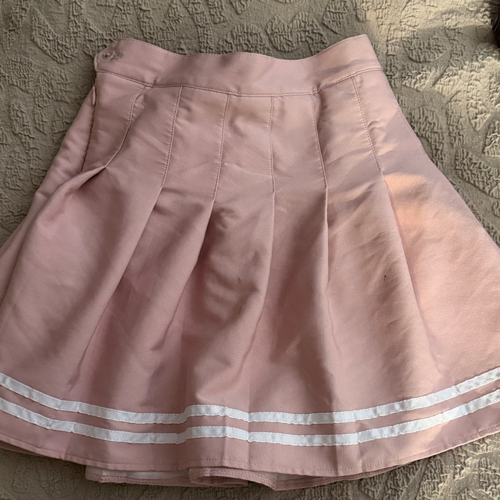 Pink Pleated Women's Skirt with  Shirts underneath